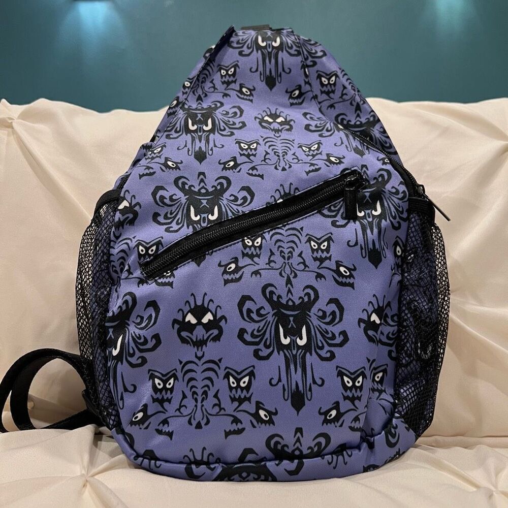 Haunted Mansion Wallpaper Chest Sling Bag Travel Shoulder Daypack Unisex NWT